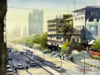 Sarfraz Musawir, 11 x15 Inch, Watercolor on Paper, Cityscape Painting, AC-SAR-077